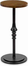 Rustic Pedestal Table, 12 x 12 x 26, Rustic Caramel and Black W38015
