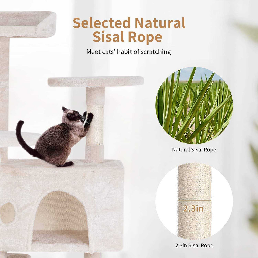 54in Multi-Level Cat Tree with Scratching Post Q847148
