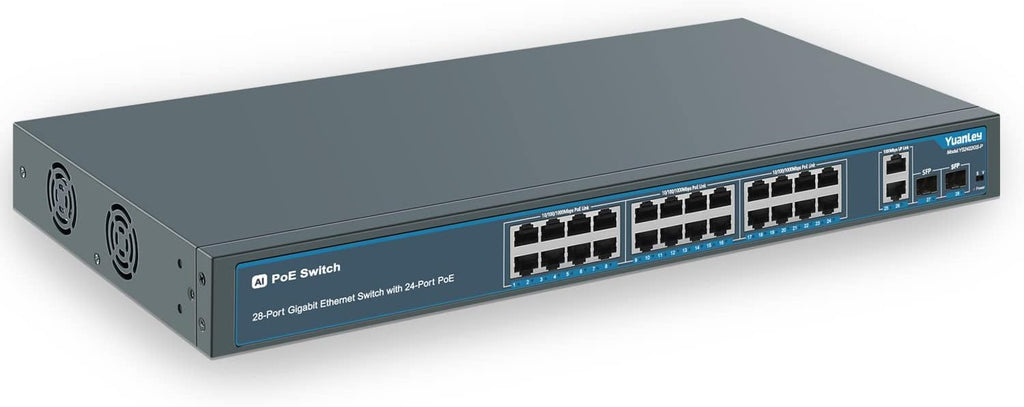 24 Port PoE+ Gigabit Switch, 400W, 2 SFP Ports, Rackmount R579