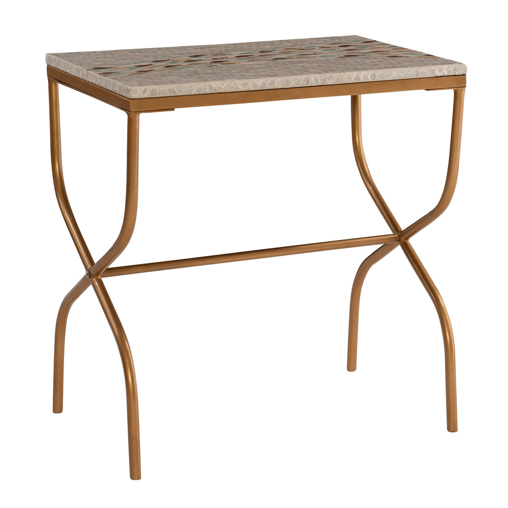 Gold Capiz Fish Mosaic Accent Table B468