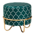 Velvet Ottoman in Green Multi R653859