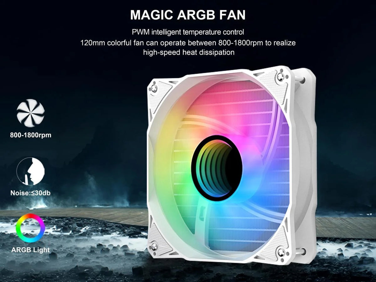 240mm ARGB Liquid Cooler with PWM Fan White W88193