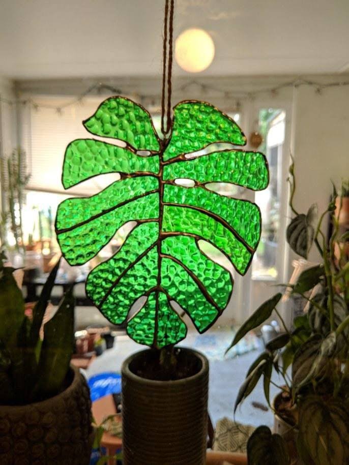 Stained Glass Monstera Leaf A649546