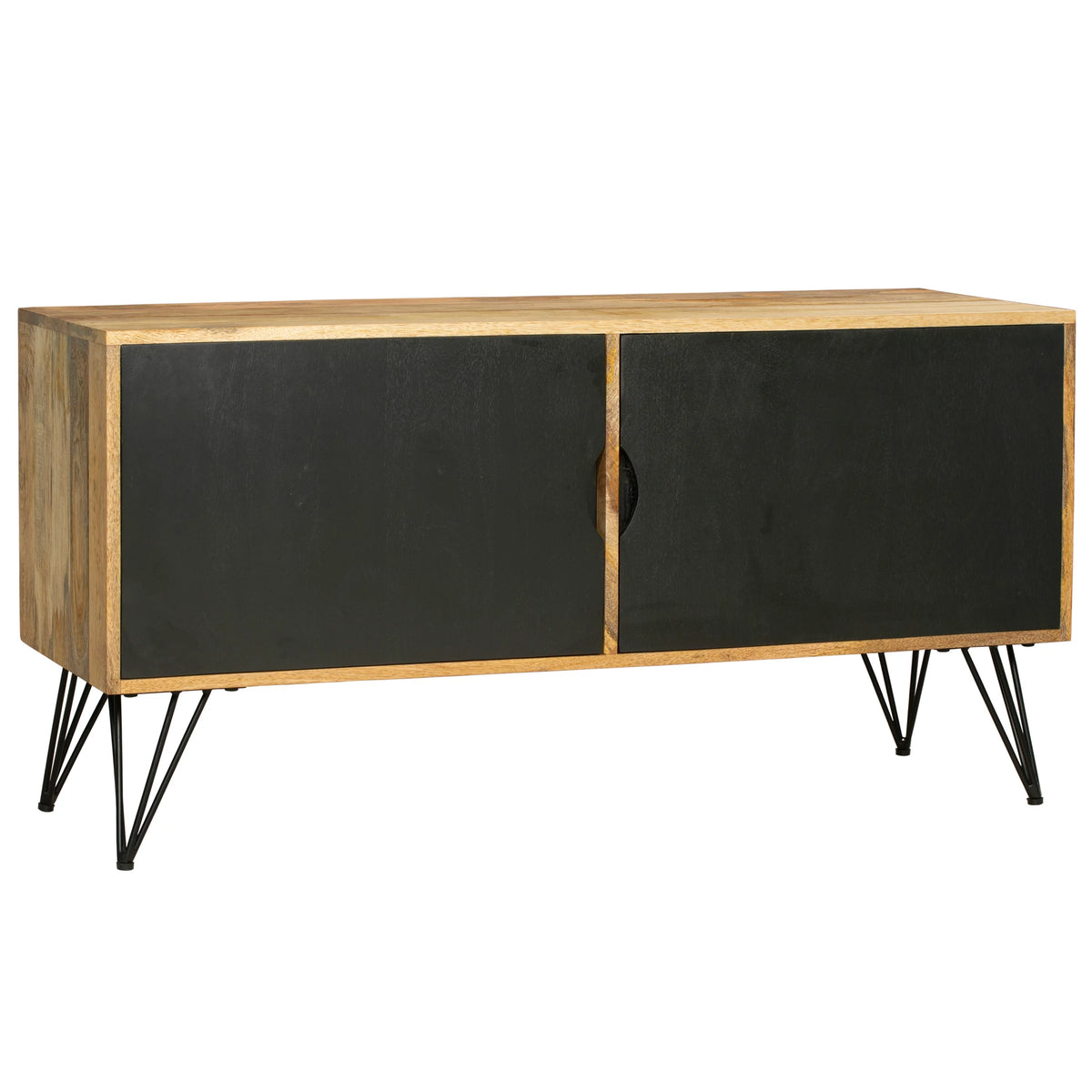 Oak Brown and Black TV Entertainment Unit with 2 Doors M785831