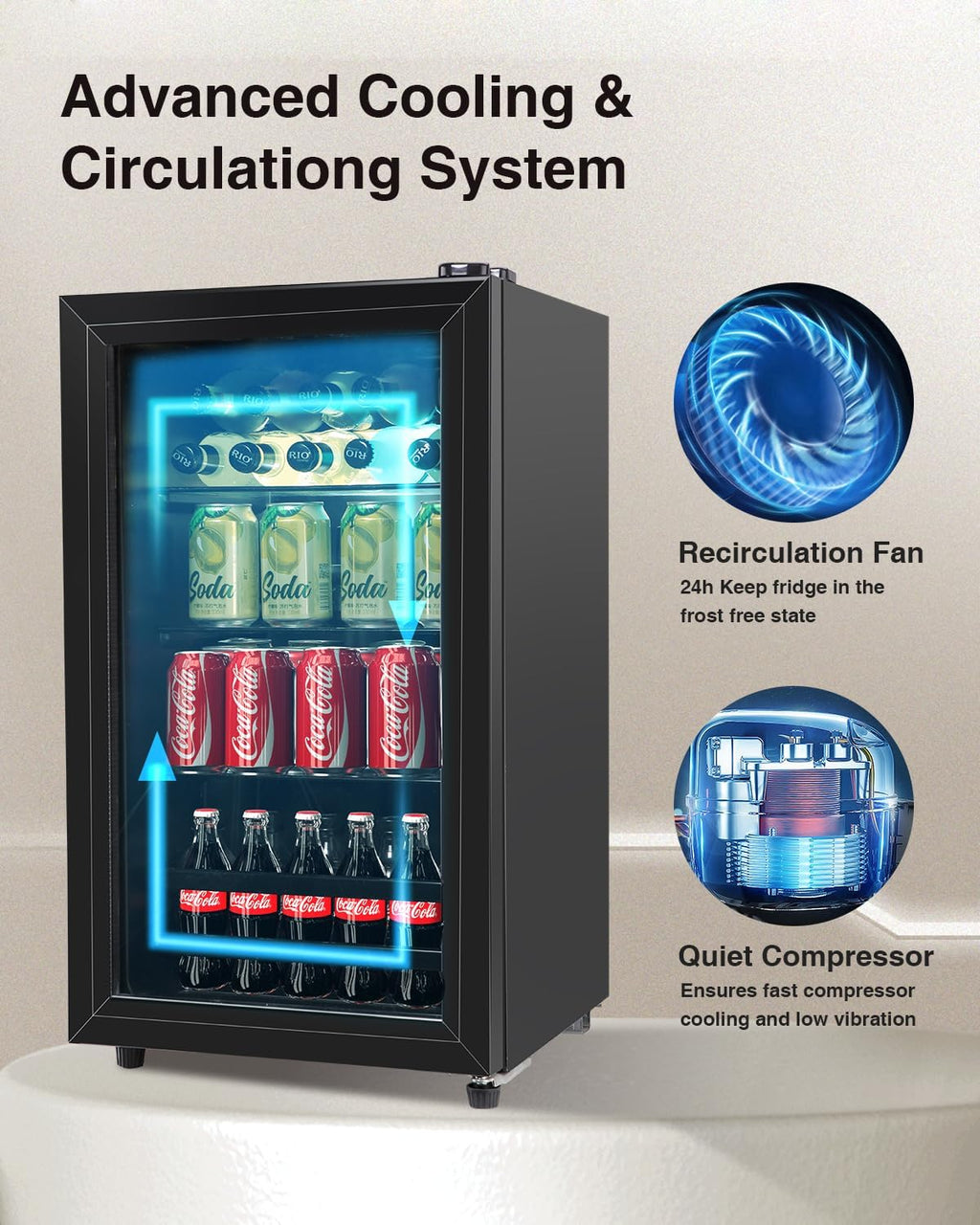 120 Can Freestanding Beverage Cooler with Glass Door L334152