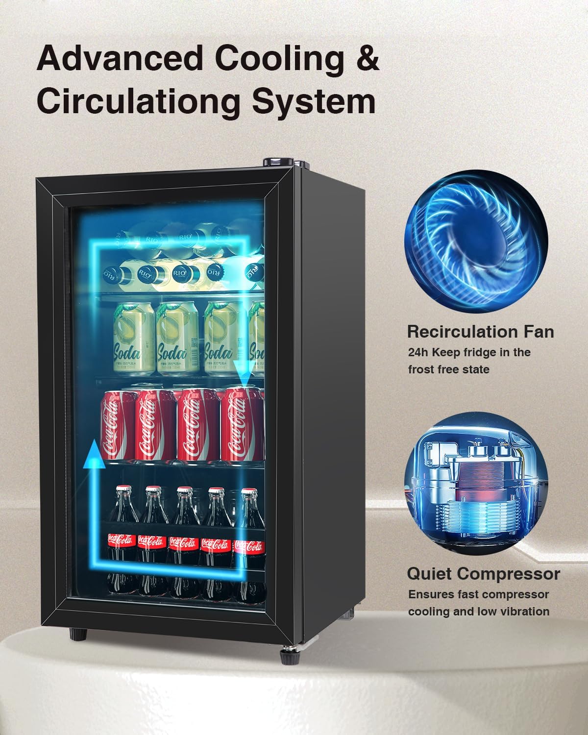 120 Can Freestanding Beverage Cooler with Glass Door L334152
