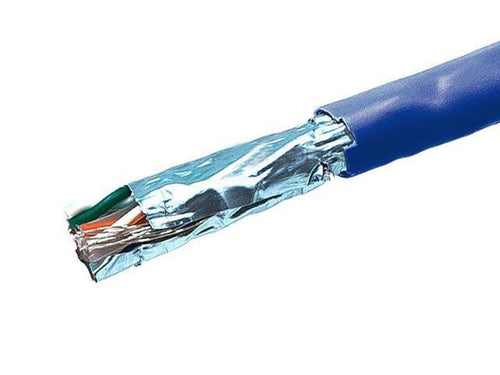 1000ft 24AWG Cat5e 350MHz STP Solid Riser-Rated Bulk Pure Bare Copper Ethernet Cable Blue D6320