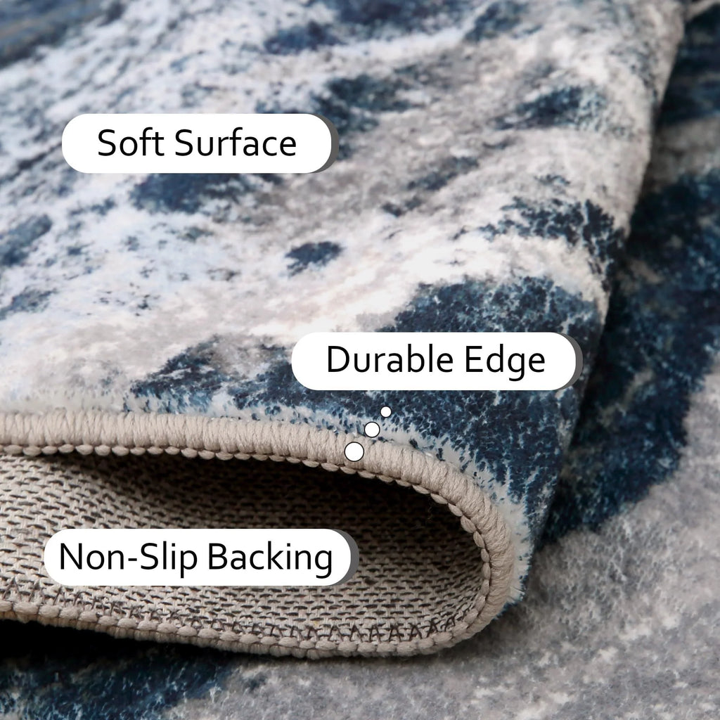 Blue 8x10 Machine Washable Area Rug Z323