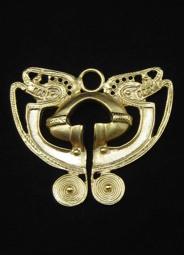 24k Gold Plated Pre-Columbian Tairona Butterfly Crescents Necklace W651551