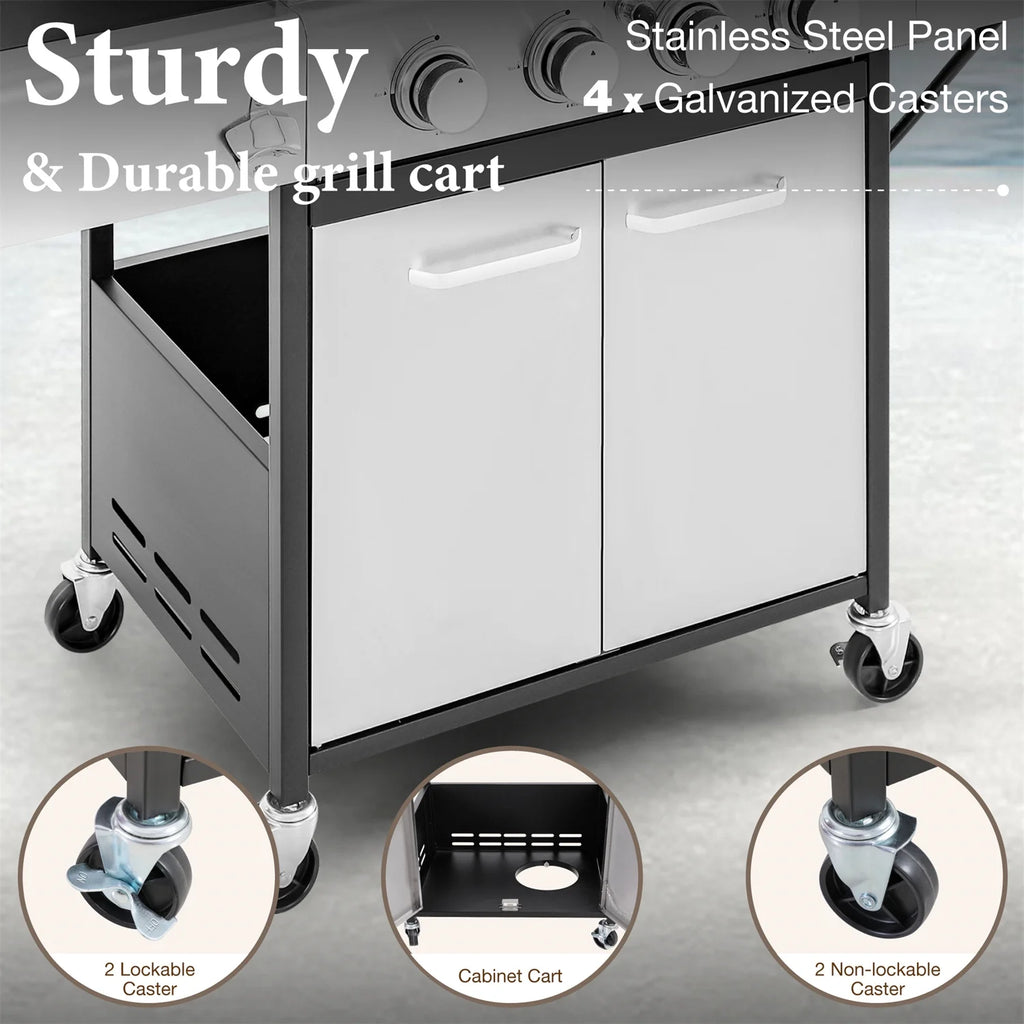 4 Burner Propane Gas Grill with Side Burner Stainless Steel A107521