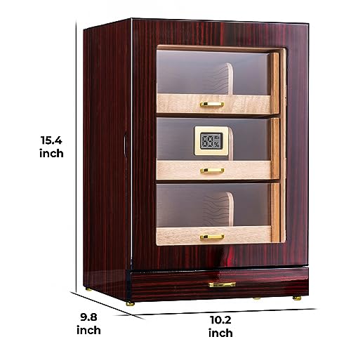 Cigar Cabinet Humidor with Accessory Drawer, Crystal Humidifiers, Lock & Keys and Spanish Cedar Lining L40341