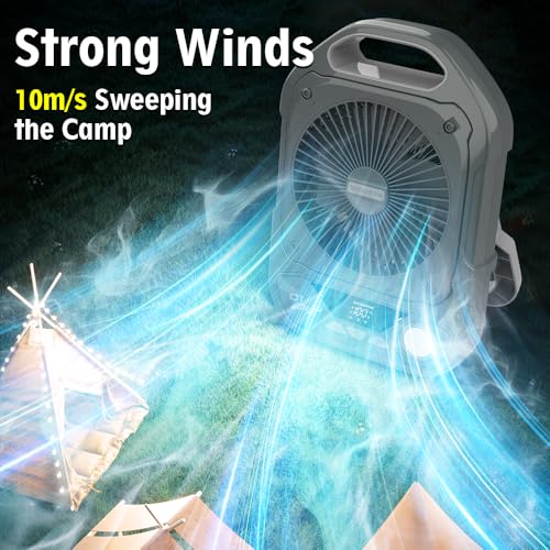 Rechargeable Portable Camping Fan with LED Lantern T6858