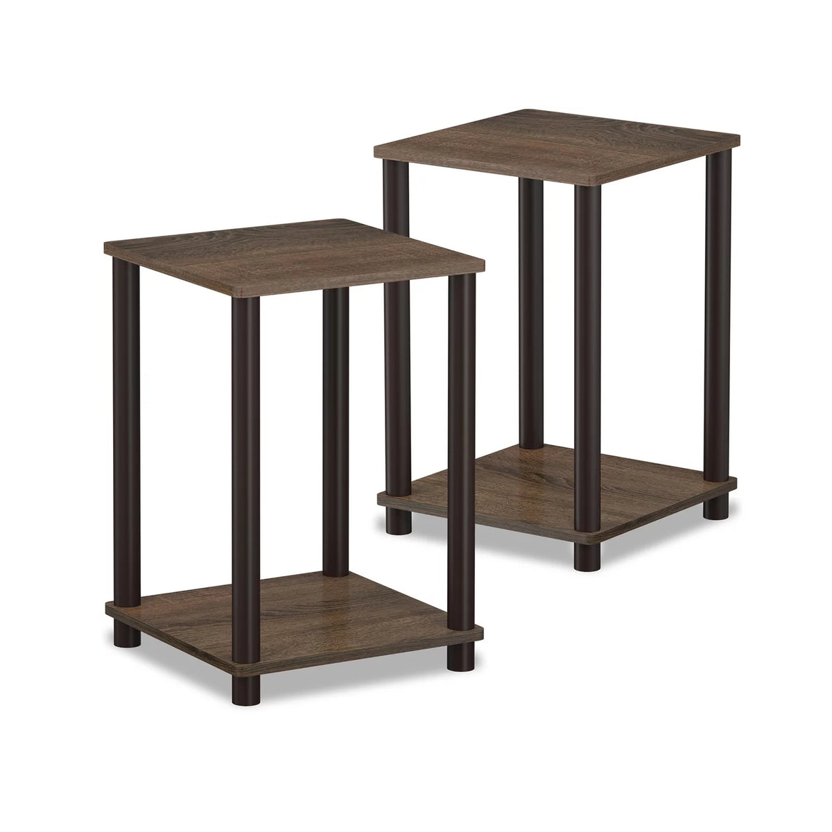 Walnut Brown Engineered Wood End Table Set of 2 J7199
