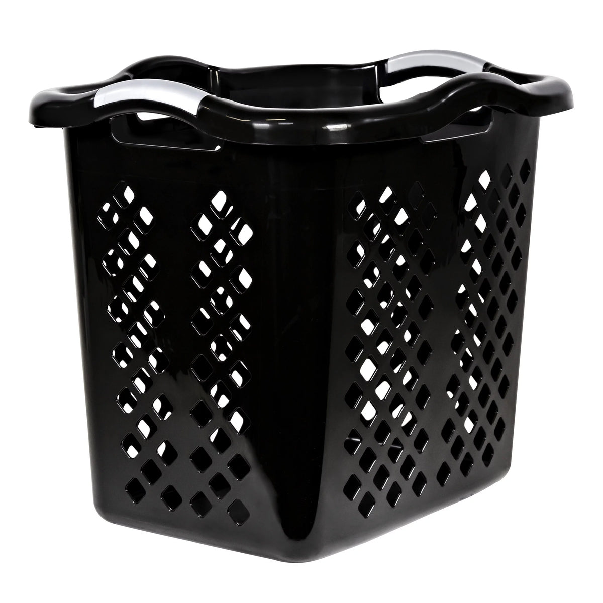 Black 2 Bushel Plastic Laundry Basket with Handles, 2 Pack K9260