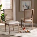 Beige and Antique Brown Dining Chair Set of 2 D5898