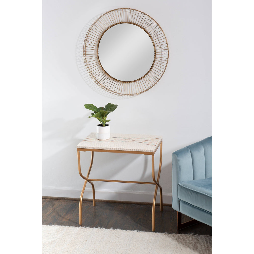 Gold Capiz Fish Mosaic Accent Table B468