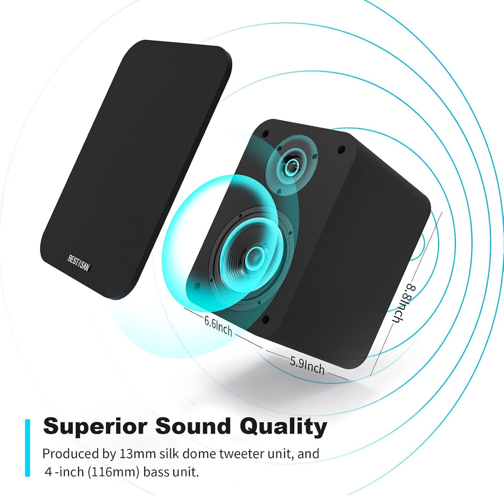 Bluetooth Bookshelf Active Speakers, 50W RMS, Pair, Black G43287