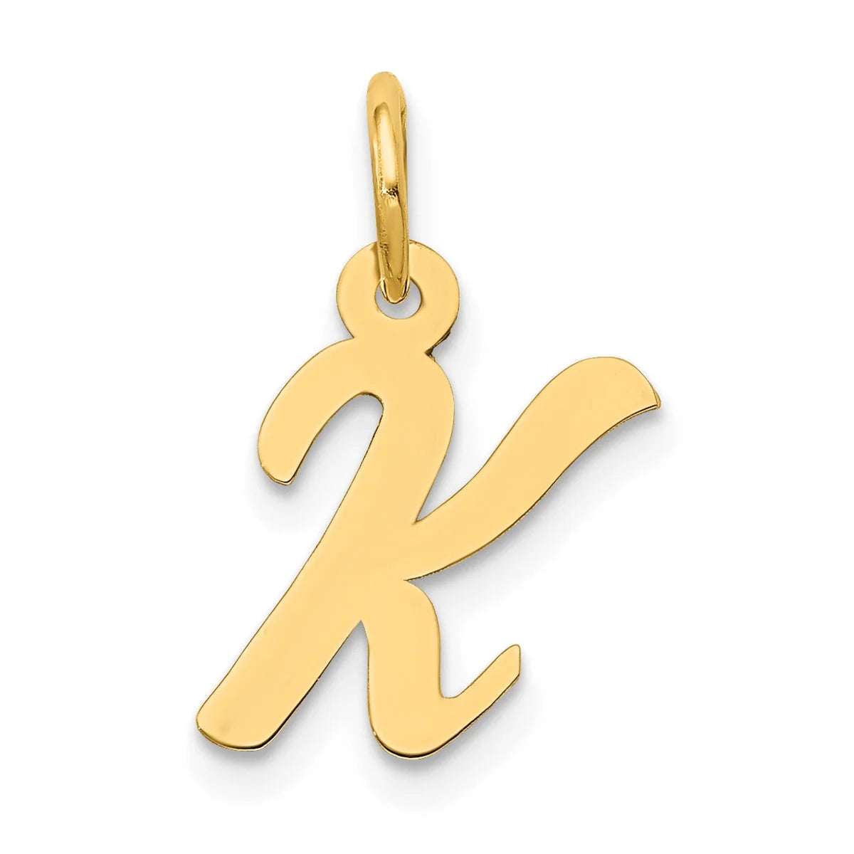 14K Yellow Gold Script Letter K Initial Pendant Charm with 10K Yellow Gold Rope Chain Necklace 16'' P59441