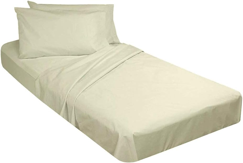 Ivory Solid Cotton Fitted Cot Sheet 4 Piece N169