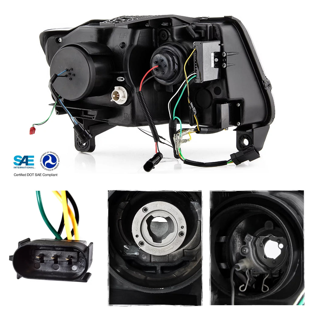 Black Projector Headlights Pair Left + Right M126
