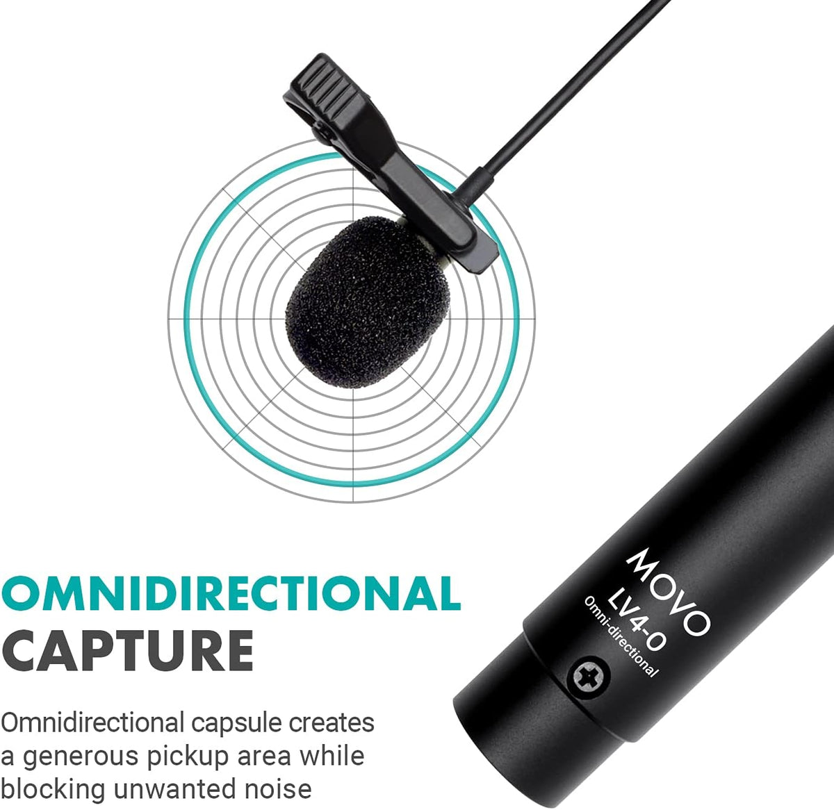 Omnidirectional Lavalier Microphone Set with Lapel Mic Clips and Windscreens, Pack of 2 R775615
