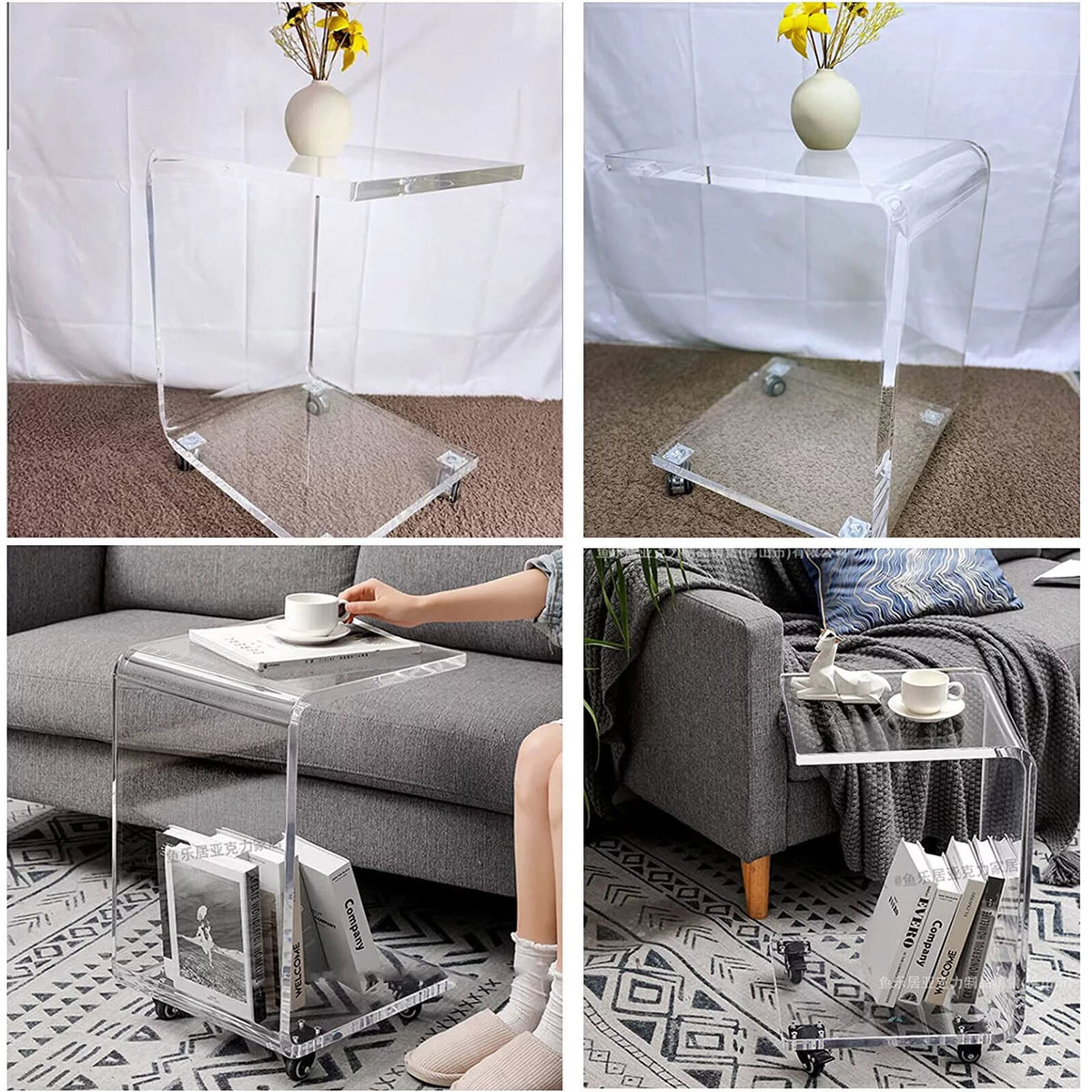 Transparent Acrylic C Shape Sofa Side Table K996387
