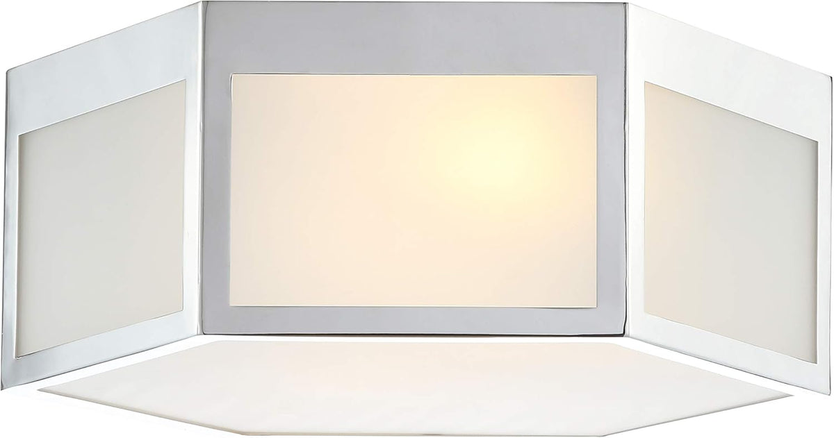 15.75" Hexagon Metal Frosted Glass LED Flush Mount T10183