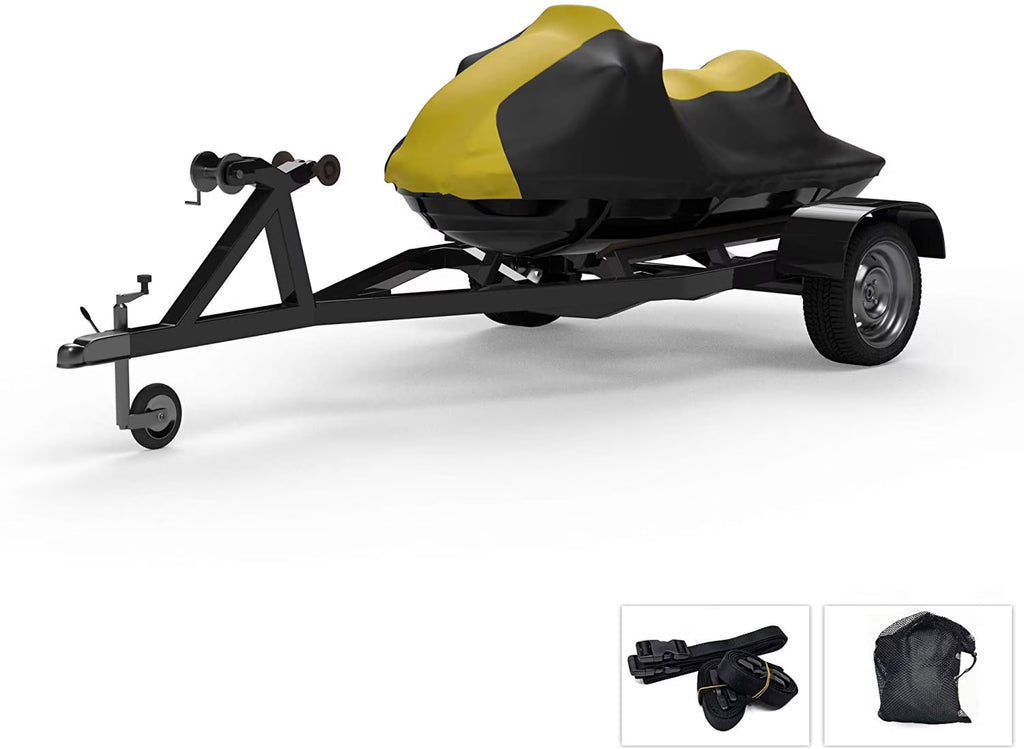 Yellow/Black Jet Ski Cover with Trailer Straps and Storage Bag M836