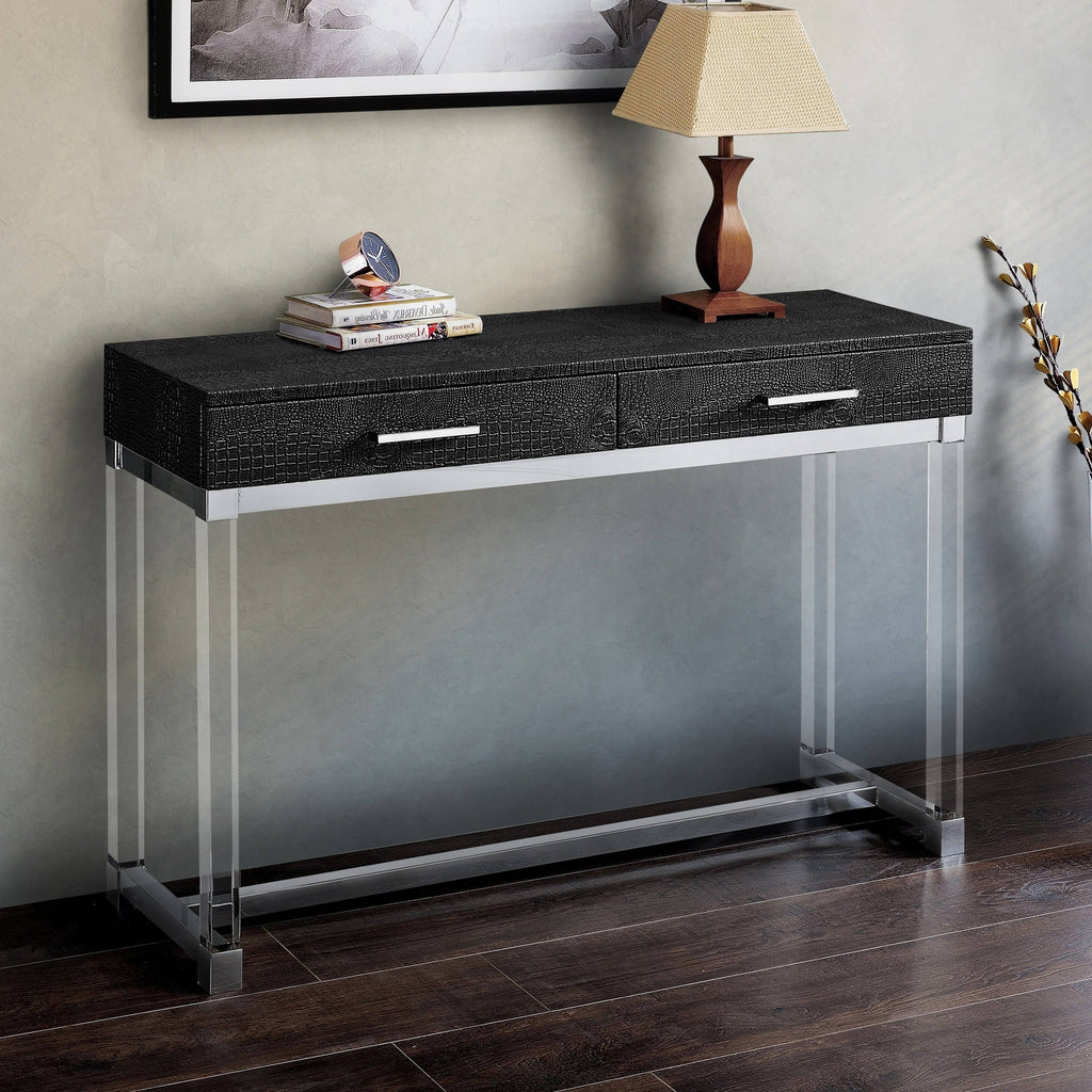 Brown Crocodile Textured Storage Sofa Table Q5809