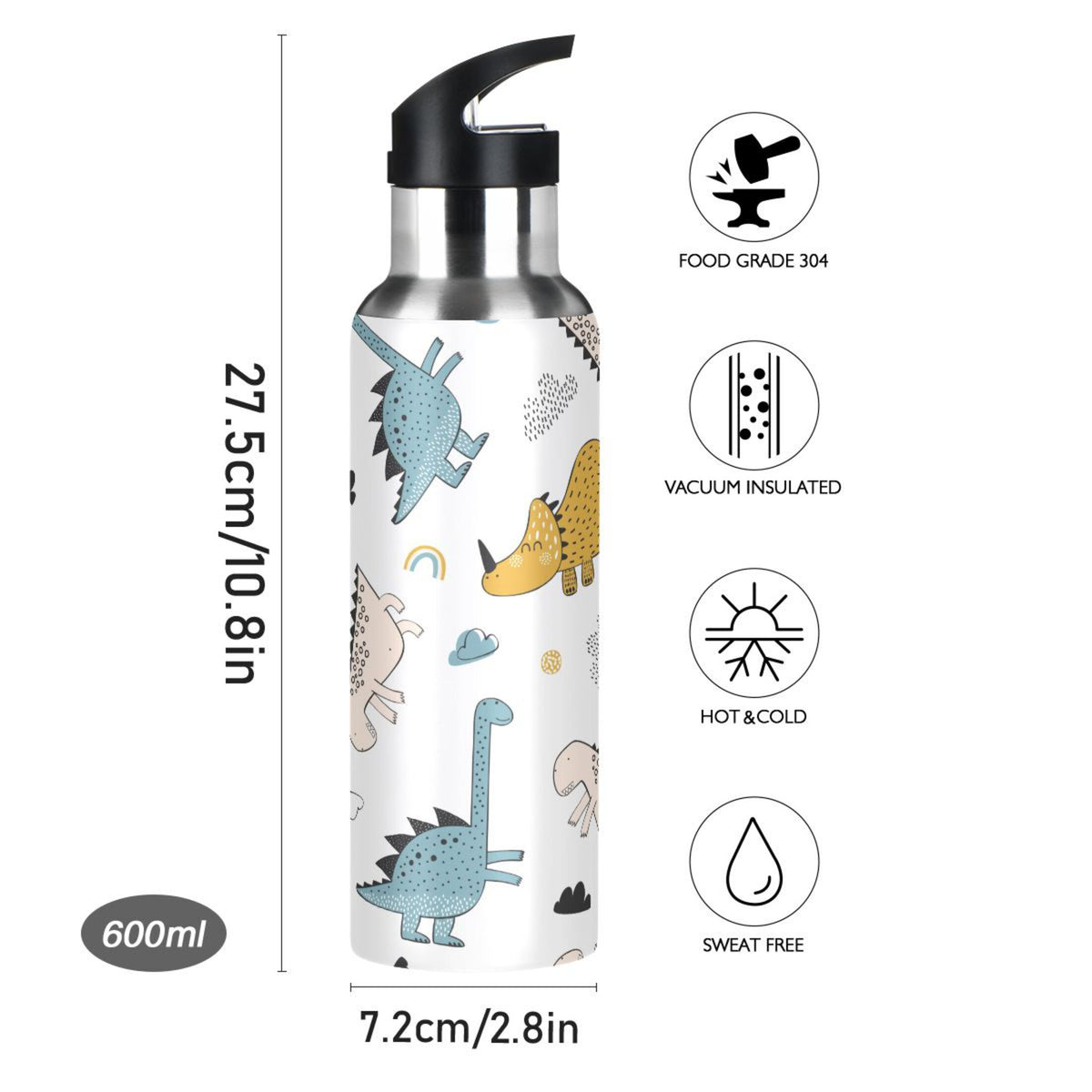 Stainless Steel Insulated Water Bottle with Straw Lid R26691