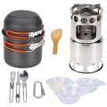 Outdoor Cooking Utensils Set with Camping Stove Lightweight Aluminum Pot and Stainless Steel Cutlery I531