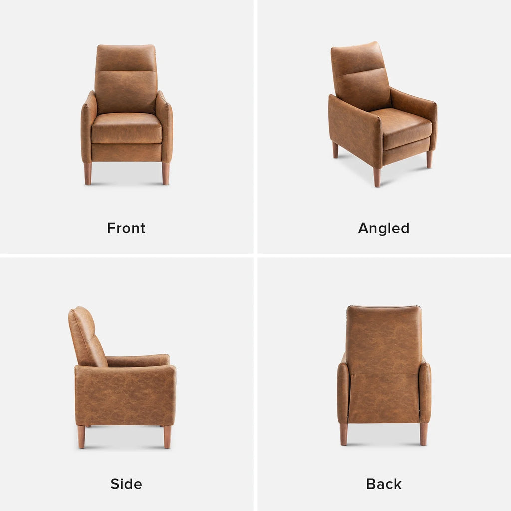 Pecan Brown Faux Leather Recliner H49566