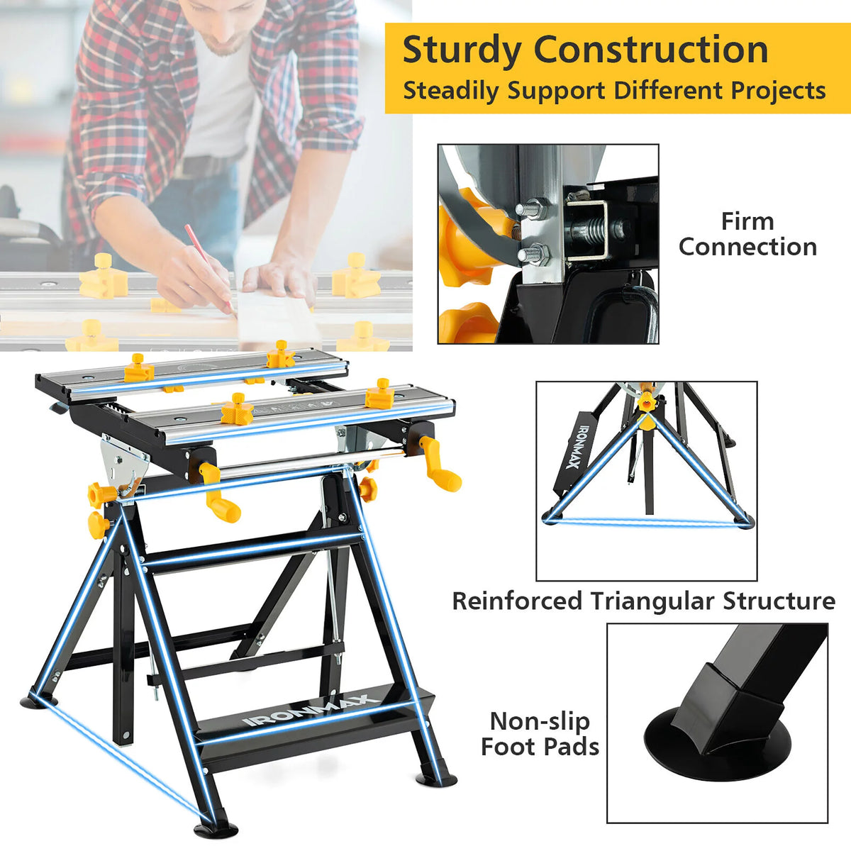 Folding Portable Workbench with Adjustable Height P6424