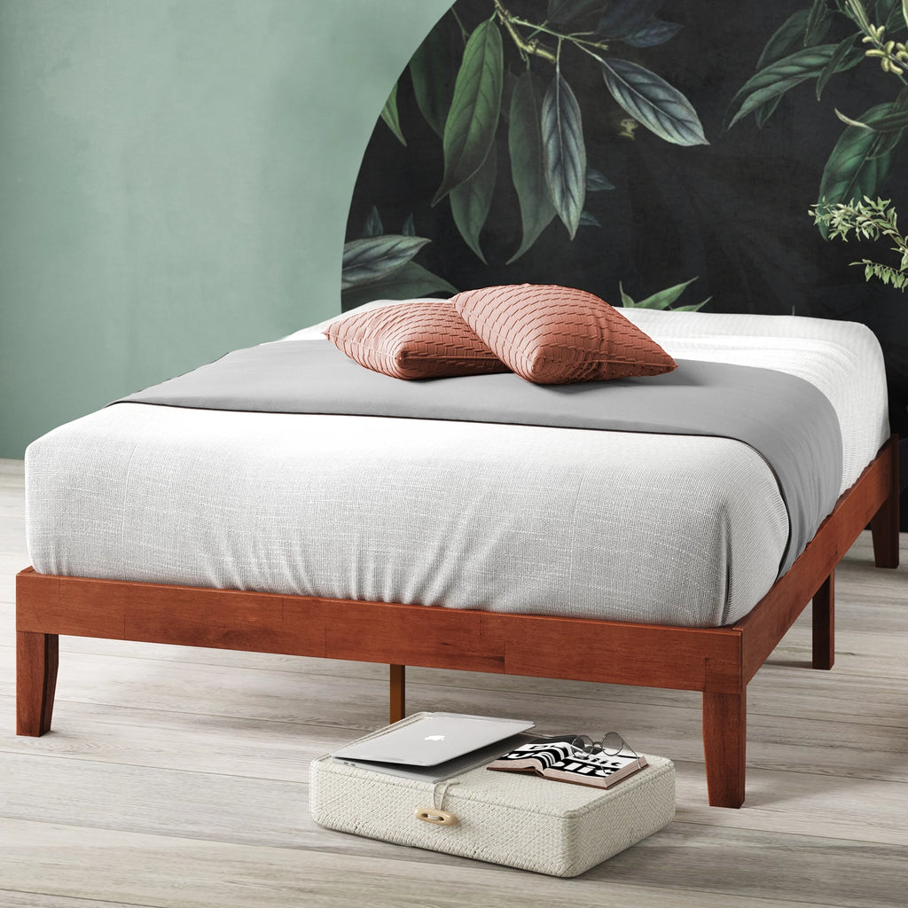 12" Wood Platform Bed Frame, Cherry, Twin A7753