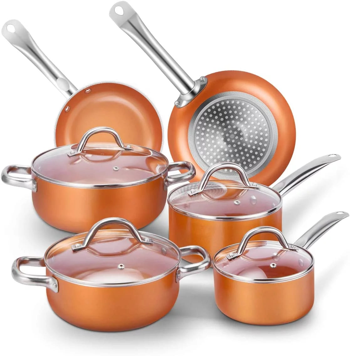 Nonstick Copper 5 Piece Aluminum Cookware Set R72885