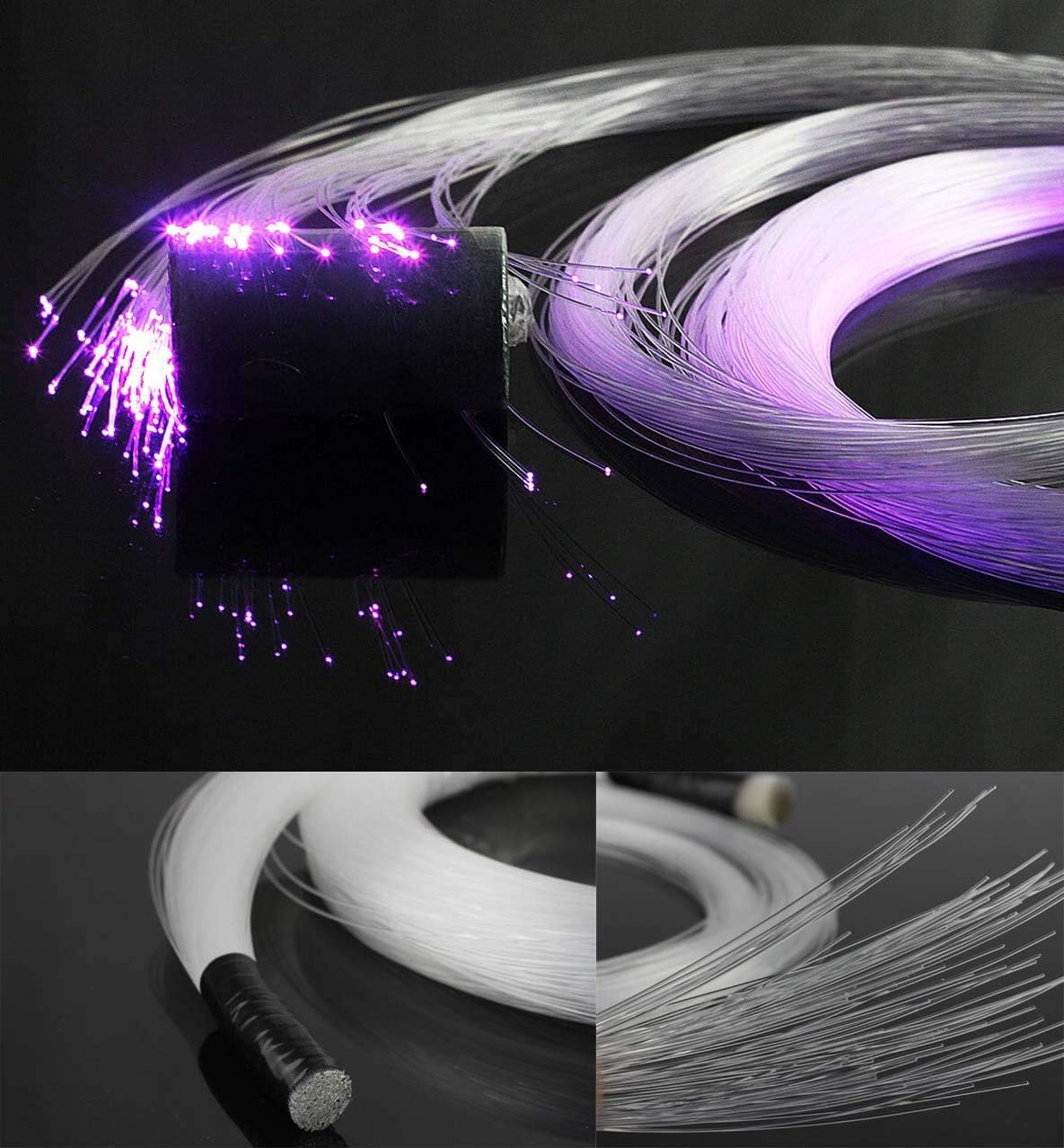 Bluetooth Fiber Optic Star Ceiling Light Kit Mixed 375pcs 9.8ft Strands X28965