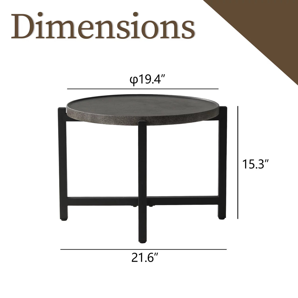 Dark Grey Concrete Round Coffee Table B922553