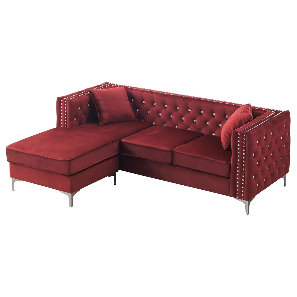 Burgundy Sofa Chaise V7241