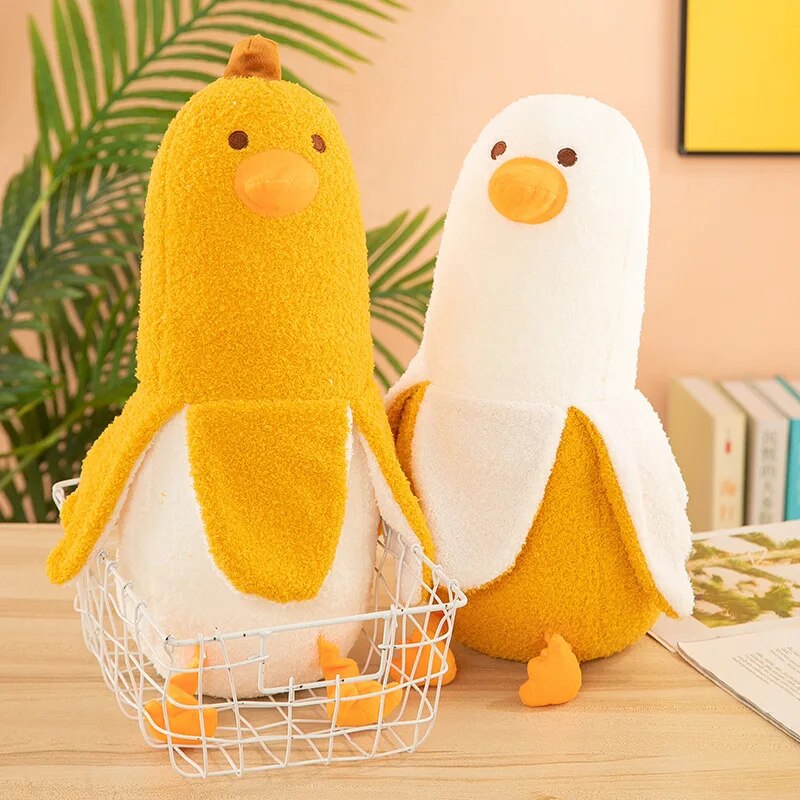 Kawaii Banana Duck Plush Toys 27CM Soft Down Cotton Cartoon Cushion T7765