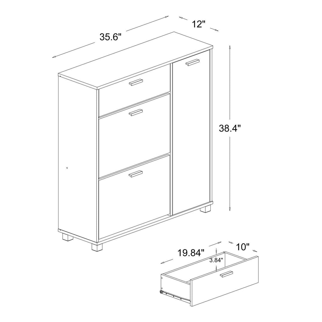 White/Walnut Storage Cabinet F587