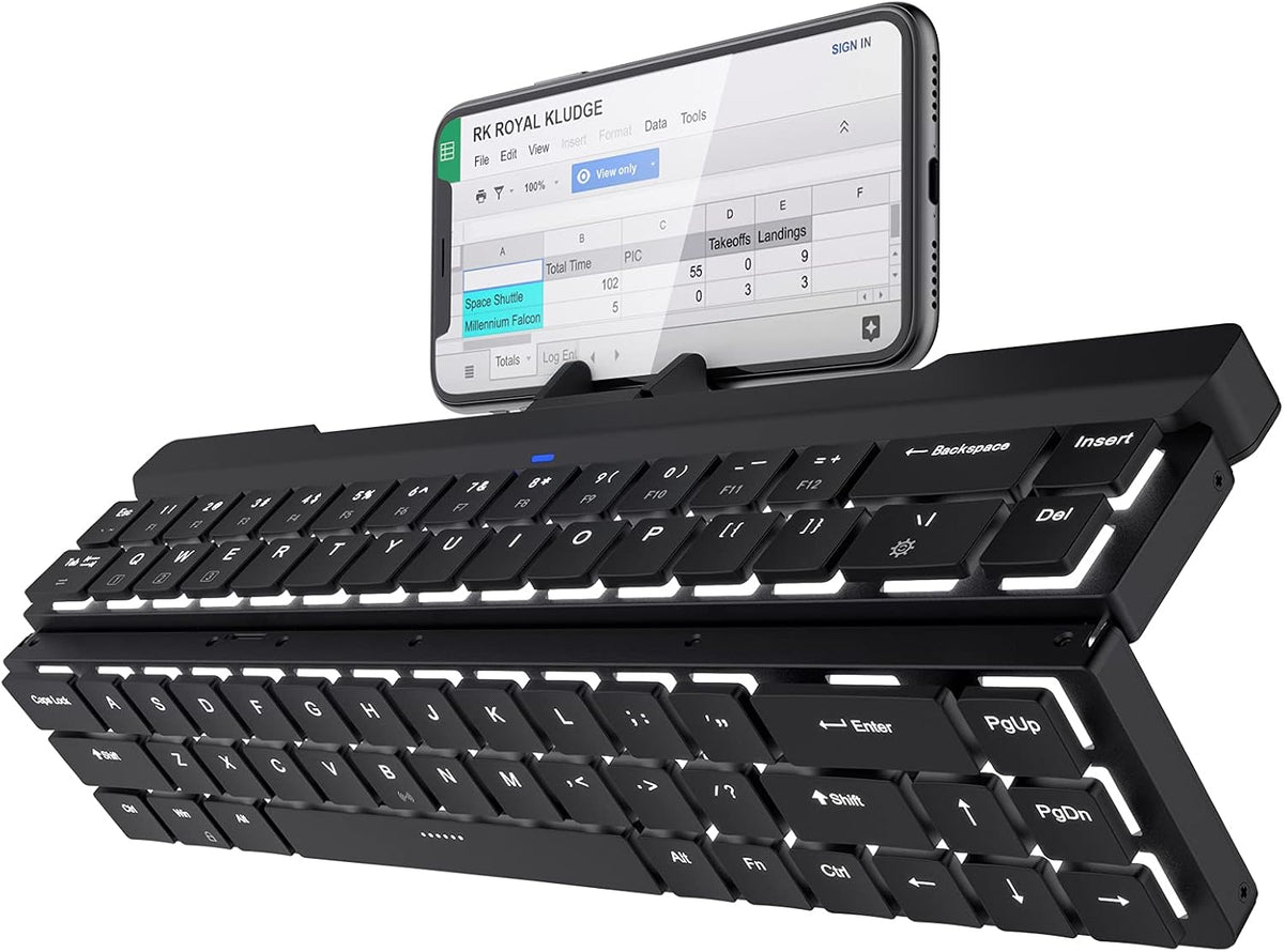 68 Keys 60% Foldable Mechanical Keyboard with Aluminum Body, White Backlit, Low Profile Clicky White Switches, Pack of 2 U206497