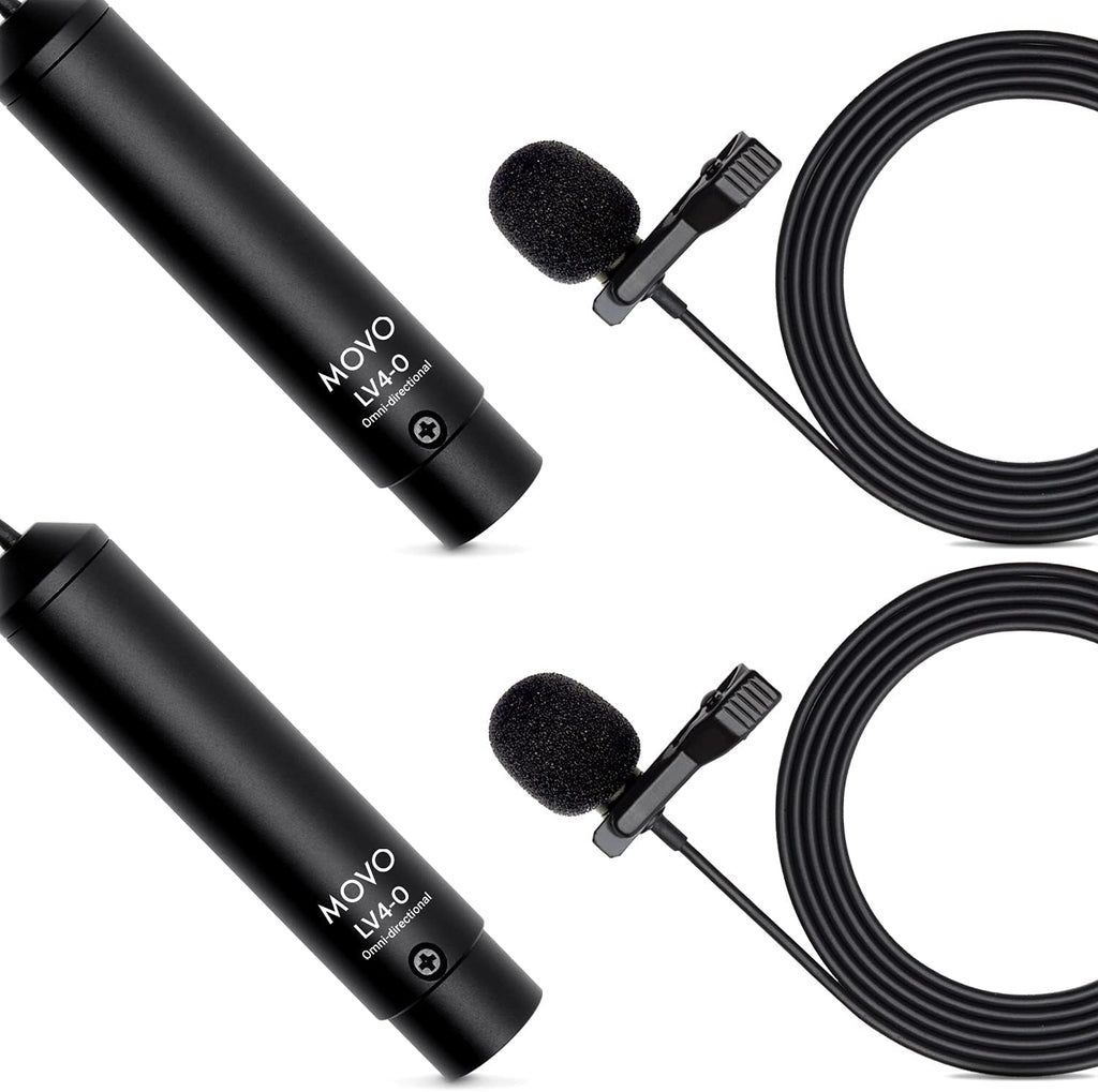 Omnidirectional Lavalier Microphone Set with Lapel Mic Clips and Windscreens, Pack of 2 R775615