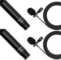Omnidirectional Lavalier Microphone Set with Lapel Mic Clips and Windscreens, Pack of 2 R775615