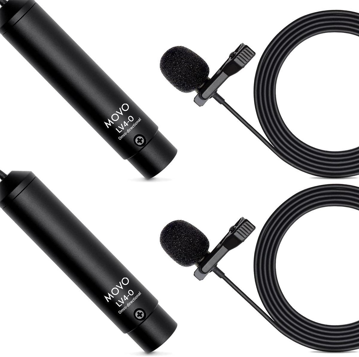 Omnidirectional Lavalier Microphone Set with Lapel Mic Clips and Windscreens, Pack of 2 R775615