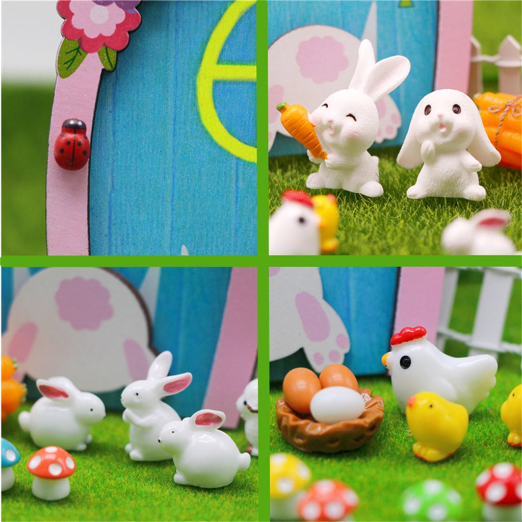 Dollhouse Miniature Easter Rabbit Door Model Photo Props S119