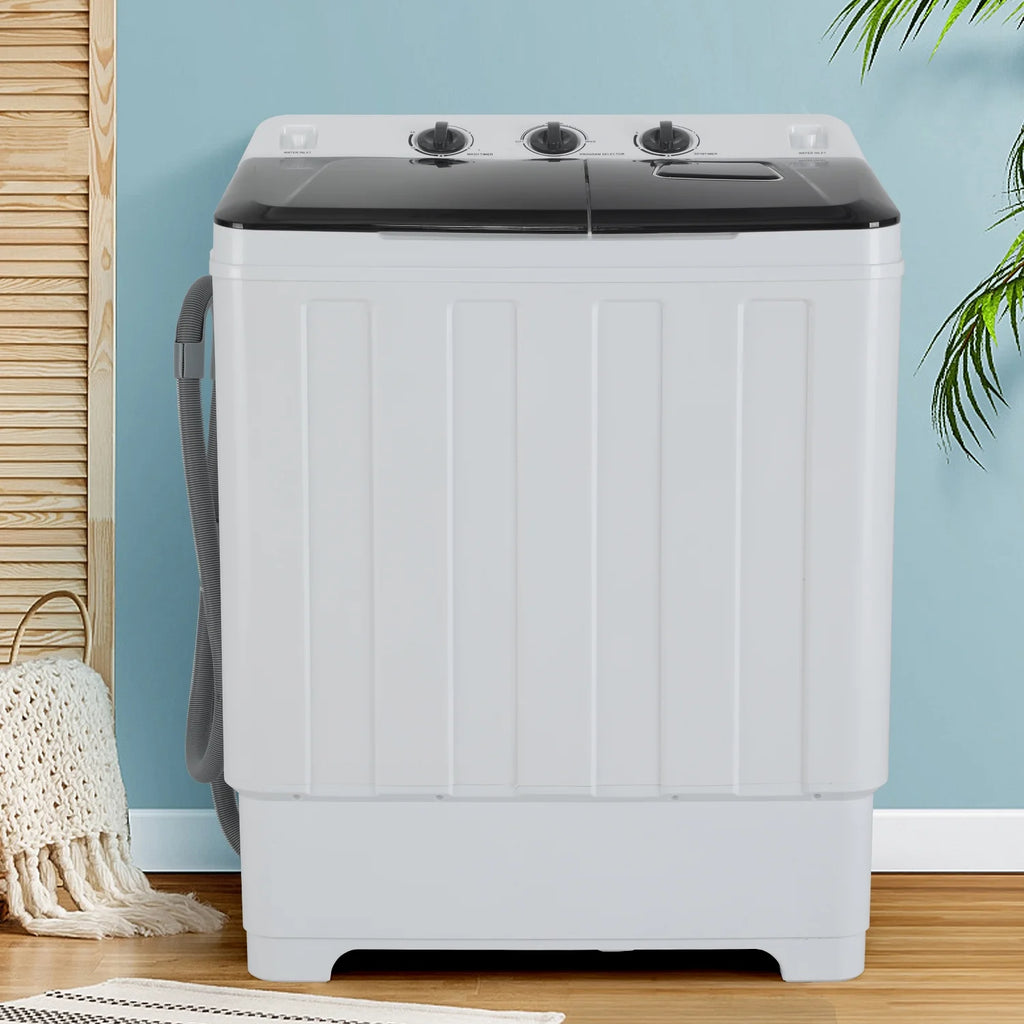 Portable 30lbs Twin Tub Washer and Dryer Combo with Drain Pump, Black D542