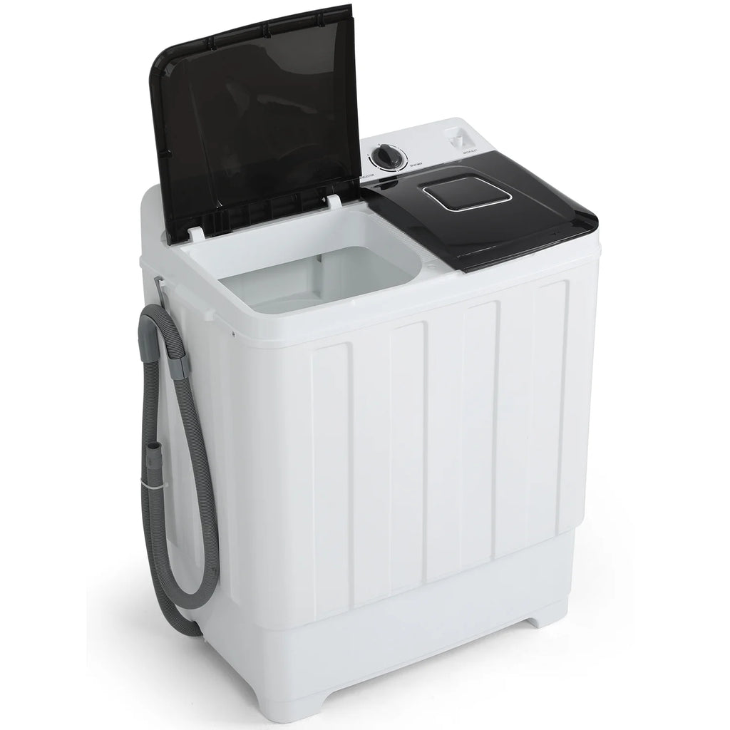 Portable 30lbs Twin Tub Washer and Dryer Combo with Drain Pump, Black D542