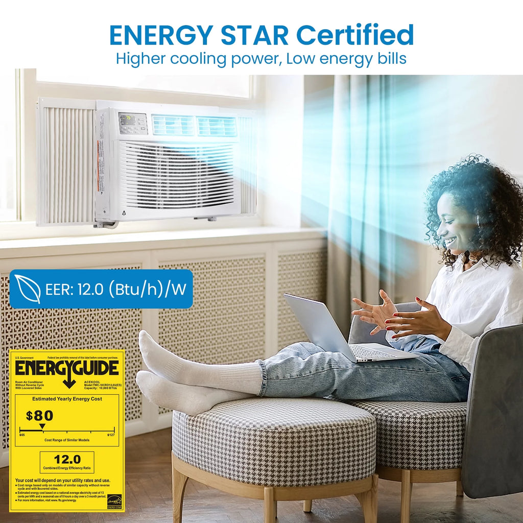 8,000 BTU Window-Mounted Air Conditioner with Remote/App Control V2525
