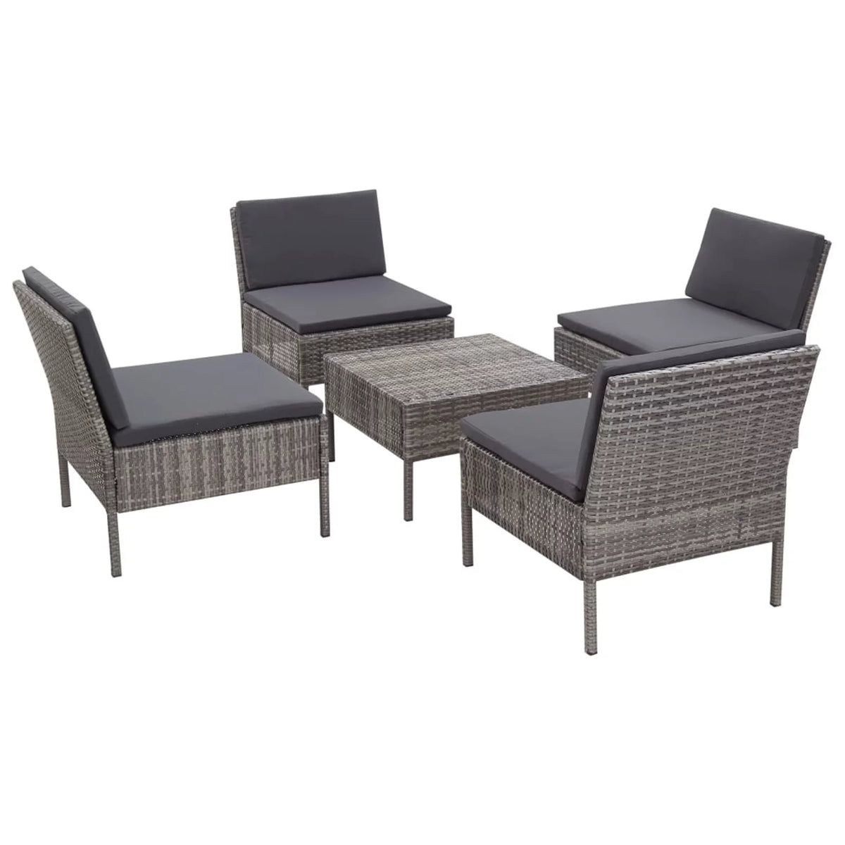 5 Piece Gray Poly Rattan Patio Sofa Set with Coffee Table Y7717