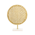Gold Metal Round Mesh Deco on Marble Base J762